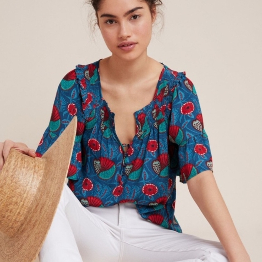 Maeve Leticia Smocked Blouse Small